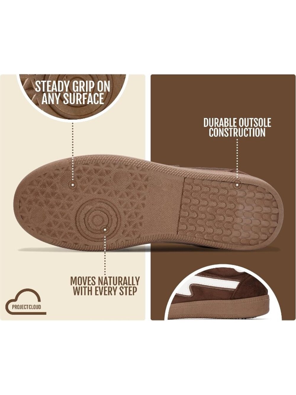 Project Cloud Women's Brown Sneakers Plush & Soft Memory Foam Insole Lace Up - Picture 4 of 5